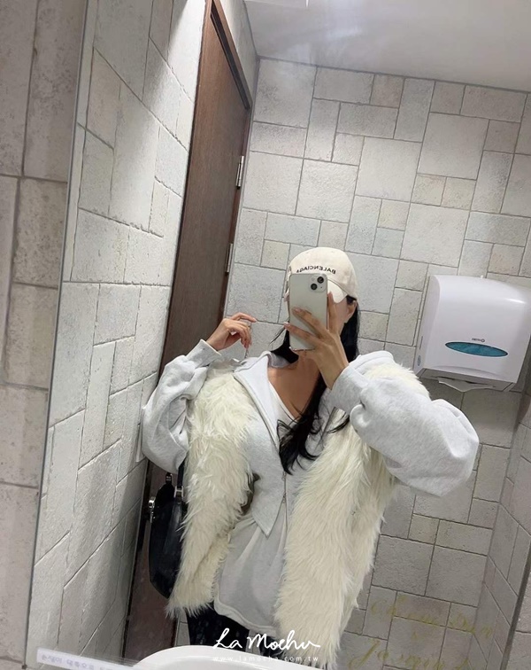 長毛雪花絨感背心